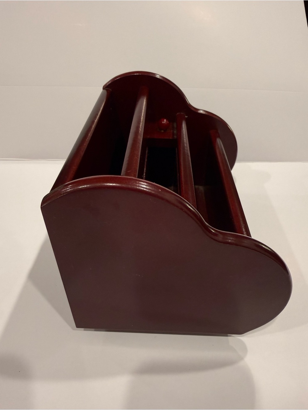 Vintage Heart Shaped Wooden Organizer Cherry Wood